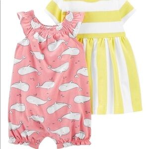 NWT 2 PIECE- CARTERS ROMPER AND DRESS
